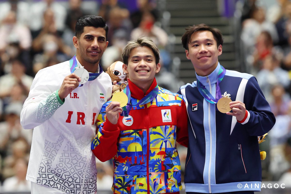 officialAGU's tweet photo. 🔥 A Senior Men’s Vault Final
🥇 CARLOS EDRIEL YULO PHI 14.599
🥈 MAHDI OLFATI IRI 14.533
🥉 NG KA KI HKG 14.116
#AichiNagoya2026 #AsianGames #AsianGymnastics #ArtisticGymnastics #MAG #Senior #Vault #AGU https://t.co/GFQZOc8ETI