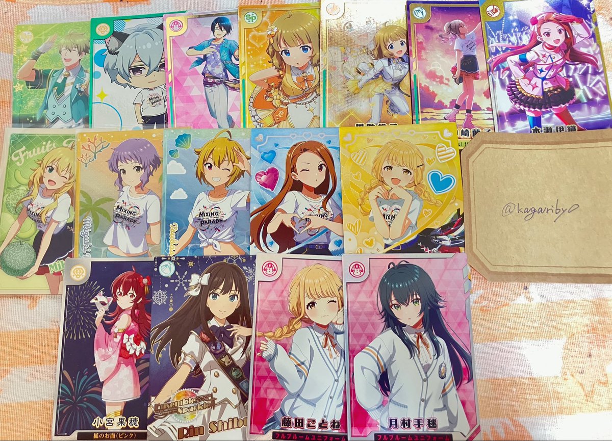 kagariby0's tweet photo. @1
【交換】ツアマス　アイドルマスターTOURS ナムコ　キャンペーン

【譲】画像1〜3枚目
SR 柏木翼・水瀬伊織
TSR 桜庭薫・周防桃子・神崎蘭子
TR 硲道夫
PM 渋谷凛
CO星井美希・真壁瑞希・伊吹翼・水瀬伊織・藤田ことね
CP小宮果穂

【求】4枚目

郵送のみ。比率違い可能
お気軽にお声掛けください🌸 https://t.co/WYPRNt3Lh8