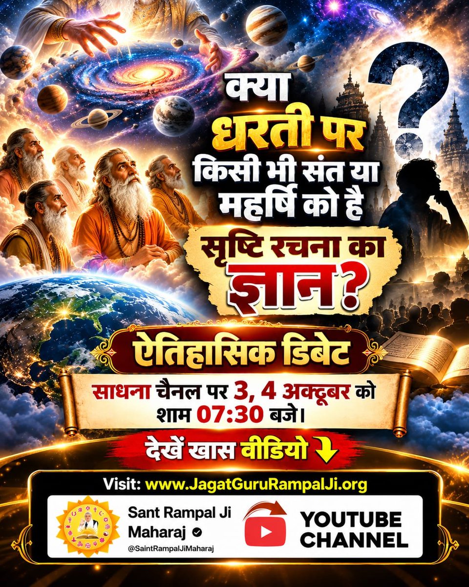 PisaramDas's tweet photo. #OpenChallengeBy_SantRampalJi
क्या धरती पर किसी भी संत या महर्षि को है सृष्टि रचना का ज्ञान? ऐतिहासिक डिबेट साधना चैनल पर 3,4 अक्टूबर को शाम 7:30 बजे देखें खास विडियो "शास्त्रार्थ का शंखनाद"Sant Rampal Ji Maharaj Youtube Channel पर 

शास्त्रार्थ का शंखनाद https://t.co/7rR4yJEkds