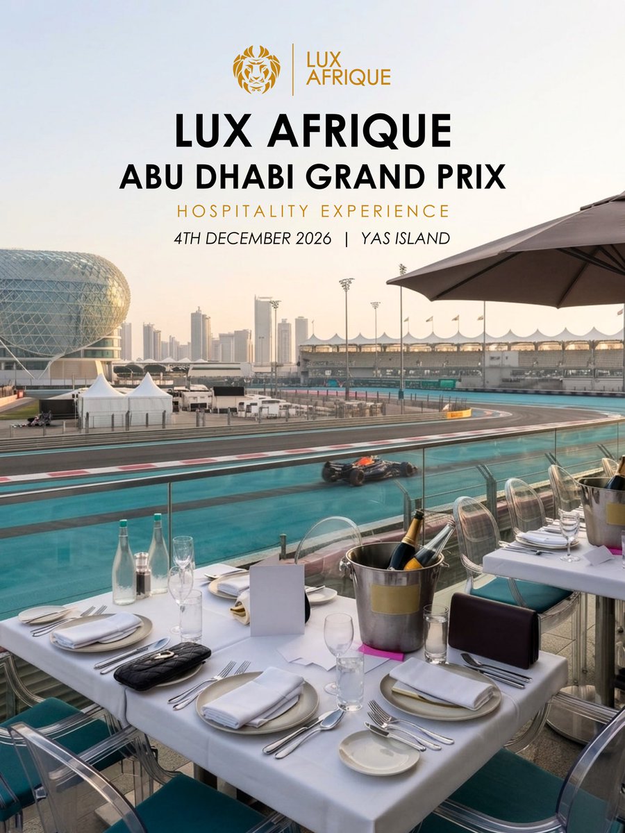 LuxAfrique's tweet photo. On 4 December, join Lux Afrique at W Abu Dhabi, Yas Island, with a trackside terrace experience overlooking the action at Yas Marina Circuit.

Friday, 4th December | 12pm–3pm

Reply “F1” to enquire.

#LuxAfrique #F1AbuDhabi #YasIsland #AbuDhabi #LuxuryExperiences https://t.co/asVcopKjxR
