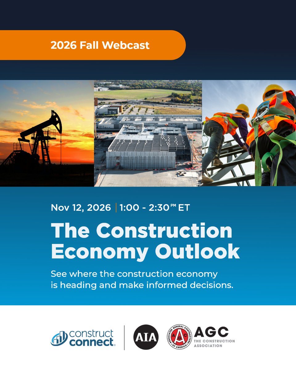ConstructConnx's tweet photo. What’s really driving construction growth and what comes next? 

Join economic leaders from ConstructConnect, AGC, and @AIANational on Nov. 12, 1:00–2:30 p.m. ET, for a free look at data centers, project starts, costs, labor, and the 2027 outlook. 

https://t.co/8yiaT2oaBi https://t.co/mSsgSFi0ht