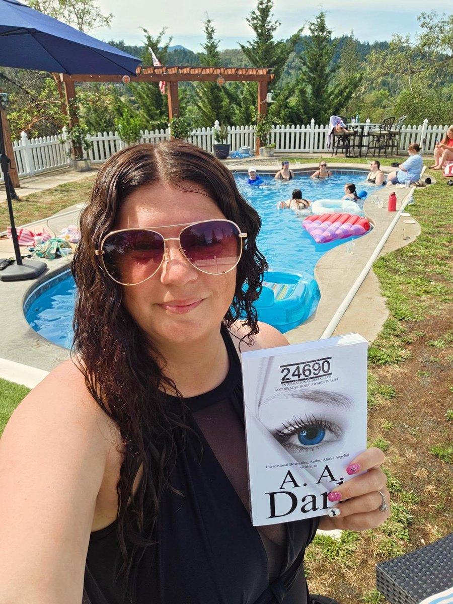 BlakeEfurd's tweet photo. Book club pool party? Yes, please! So grateful to be part of this amazing group of women. This month, we each chose a book to discuss. @plot_twisting_with_liz and I read 24690 by A. A. Dark—disturbing, addictive, and impossible to put down. Now I https://t.co/HZy3ARHEes