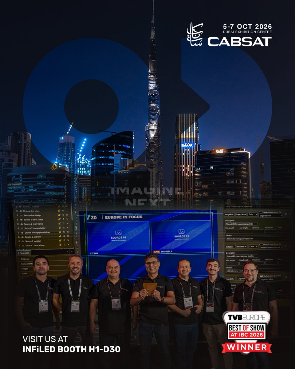 0Density's tweet photo. Unreal Engine 5 Motion Design and HTML5 graphics for video walls, template-based broadcast graphics with Lino workflow in Reality 5, and OGraf Studio at #CABSAT2026.

Book your meeting at @infiledcom's booth H1-D30:
https://t.co/nF2396IpxW https://t.co/pLrUnENBLs