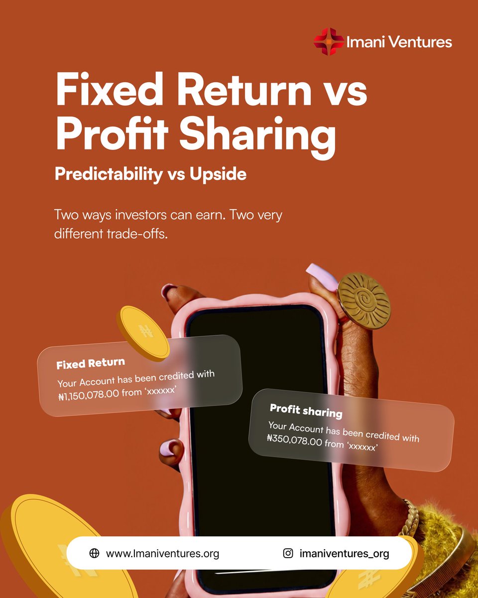 imani_ventures's tweet photo. Some investors prefer knowing their numbers. Others prefer betting on growth.

At Imani Ventures, we make both options clear before you invest.

 Thread👇🏿

#ImaniVentures #MSMEFunding #NigerianBusiness #AfricaBusiness #StructuredCapital https://t.co/uIevmZ7WgC