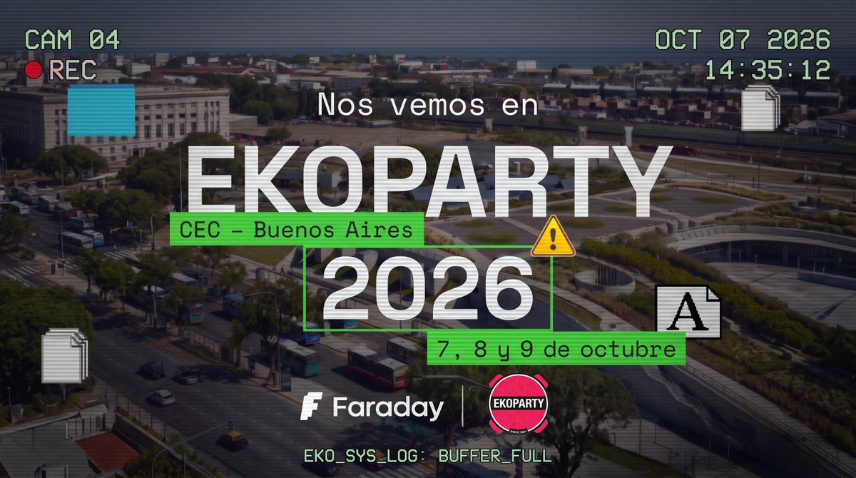 faradaysec's tweet photo. 🔥 Nos vemos en @ekoparty 

Un año más, volvemos a un lugar que forma parte de nuestra historia y de la comunidad hacker que vimos crecer.

Este 7, 8 y 9 de octubre, Faraday vuelve a Ekoparty como sponsor. 👾

📍 CEC - Buenos Aires

See you there. ⚡ https://t.co/u7K9cSObf7