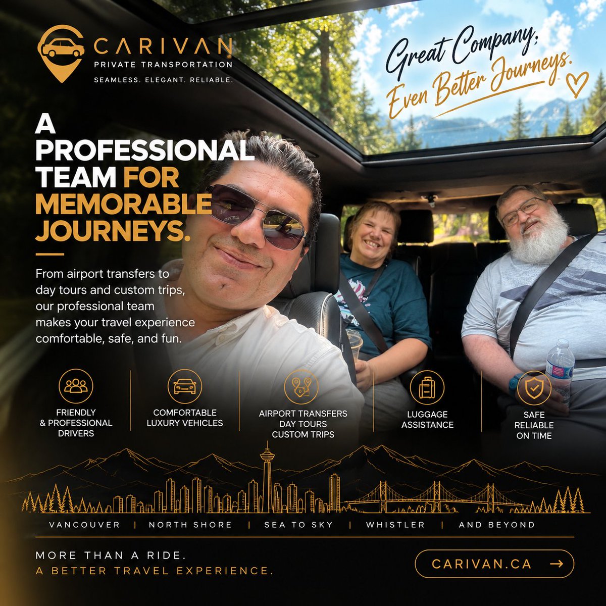 carivan_ca's tweet photo. A great journey is about more than the destination. β¨
Professional service, comfortable rides, and good moments along the way.
Airport transfers β’ Vancouver tours β’ Custom trips
Seamless. Elegant. Reliable.
https://t.co/qpkCKXu7j1
#Carivan #Vancouver #YVR https://t.co/s01gwFjg4f