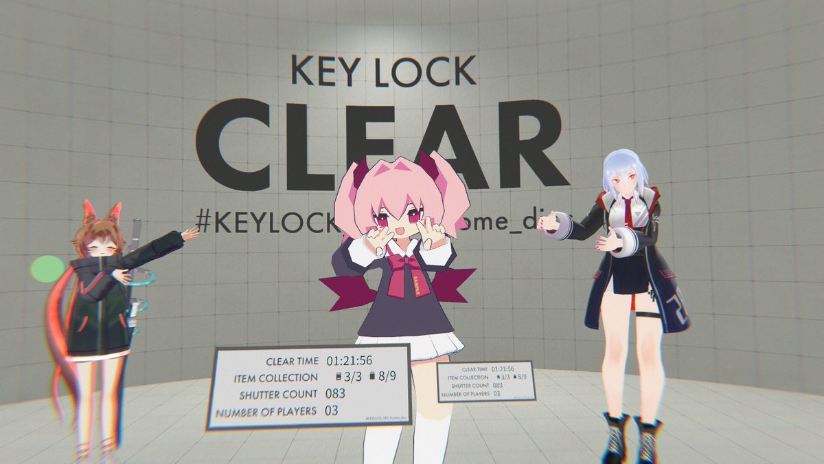 HitleyBotch's tweet photo. #VRChat
World : KEY LOCK – パズルアクションゲームワールド – 

謎解きワールドに3人で再挑戦！
新たな発見もあって楽しい！

みんな動けるようになったから、ポーズ決めまくって写真撮るぞー！ https://t.co/0WfOPrM1OK