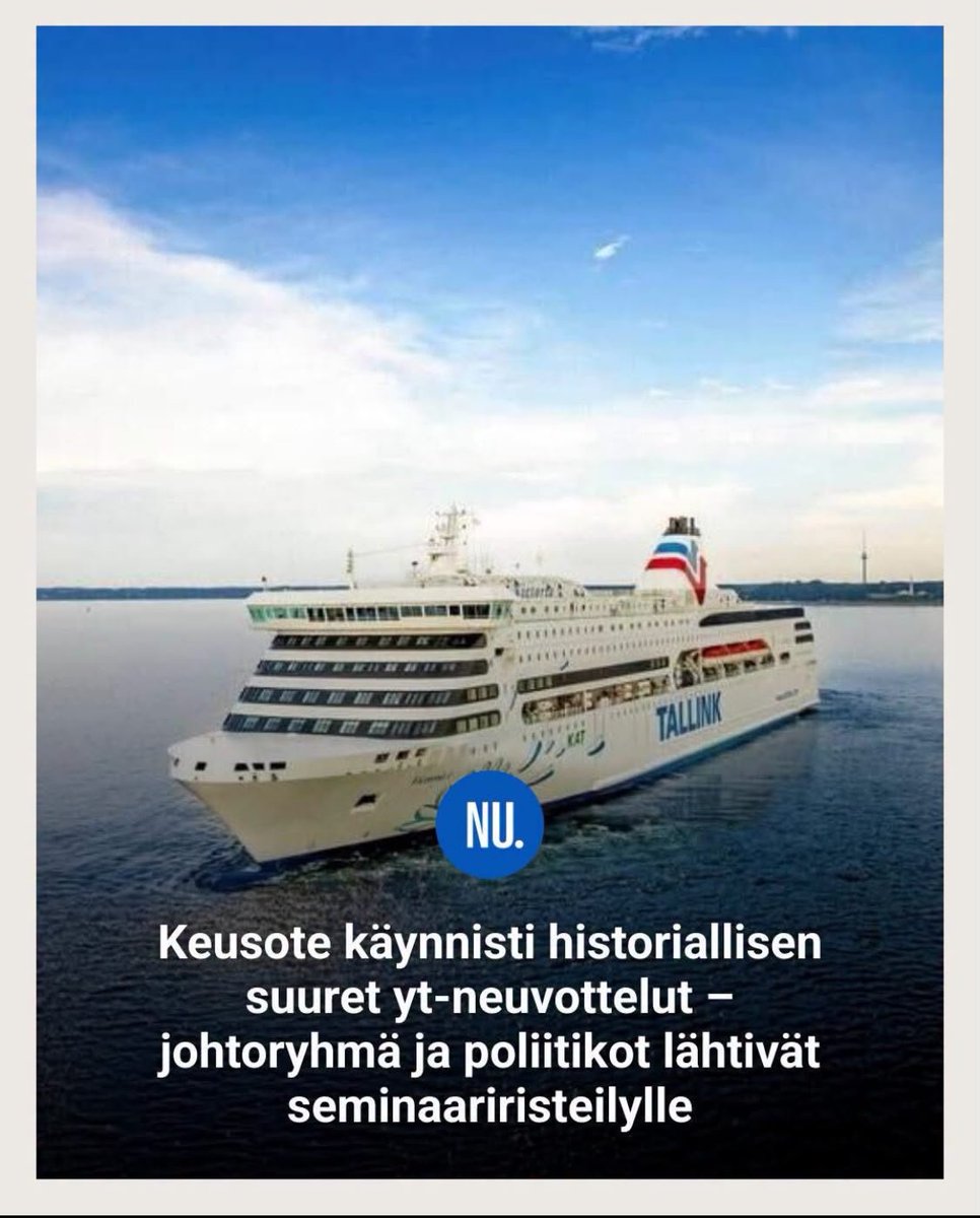 ArtoElina's tweet photo. KEUSOTE. Potkii porukkaa pois. Rahat on loppu. 
Mutta onneksi voitiin kuitenkin järjestää risteily jolla asiat julkaistaan. 
On tämä Suomi uskomattoman korruptoitunut maa. Kun vaan hallinnolle riittää huvia, niin potkitaan duunarit pois: Asian päätti aluevalt pj Pirja Vitikka https://t.co/rRW7CQCHAO