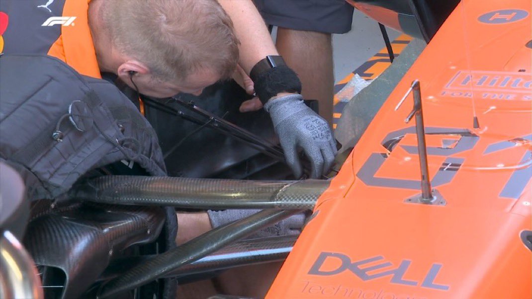 kirivante's tweet photo. oscar’s car yesterday was being held together by zip ties and prayers but SURE he’s being favored by the team just because mr bobble head had a bad session today https://t.co/y7qChubQw0