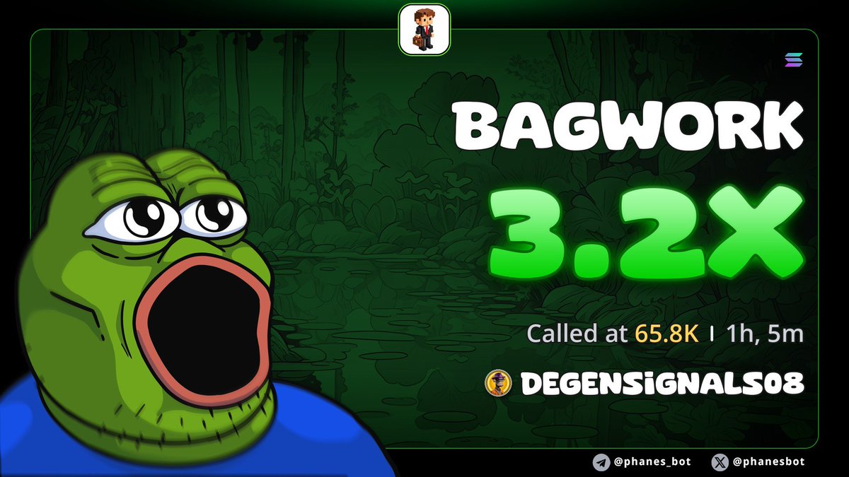 DEGENSIGNALS08's tweet photo. 3.2X from my call on $BAGWORK
Ca; 

5NhN6zzDkzwXFGPFqtpTopV4ttBeZ6CWy1oRL9Rkpump https://t.co/BjbQYHuzfD