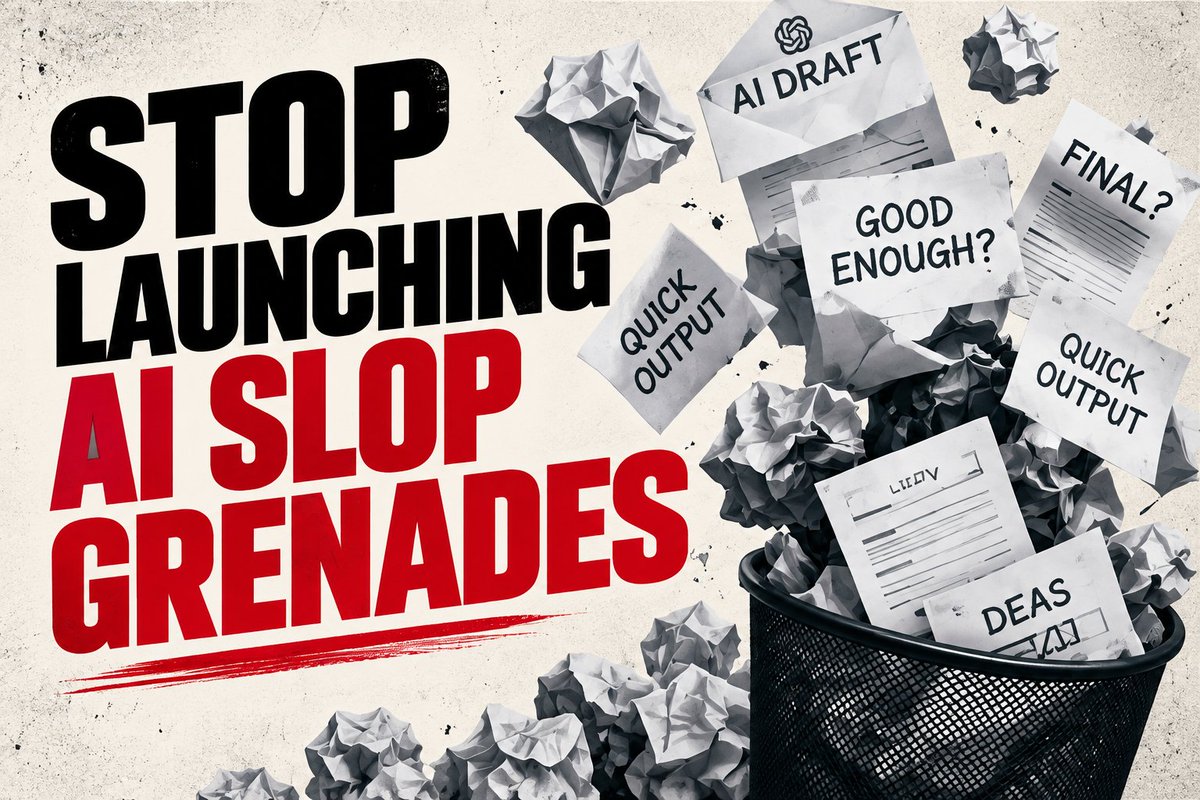 landoncledford's tweet photo. STOP LAUNCHING AI SLOP GRENADES. 🛑

And if one lands on your desk, don't just pull the pin and throw it to the next person.

“Slop grenade” is my new favorite AI term. But I think it points to a much bigger problem... 🧵 https://t.co/zRqvmJJetg