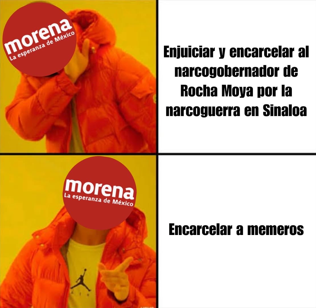 palomaSnchez's tweet photo. Seamos serios, es indignante que en Morena se preocupen más por los memes o lo que se dice en redes sociales, que la narcoguerra en Sinaloa.

A este paso, veremos primero a memeros en la cárcel que a Rocha Moya. https://t.co/mRw3VGWqJX