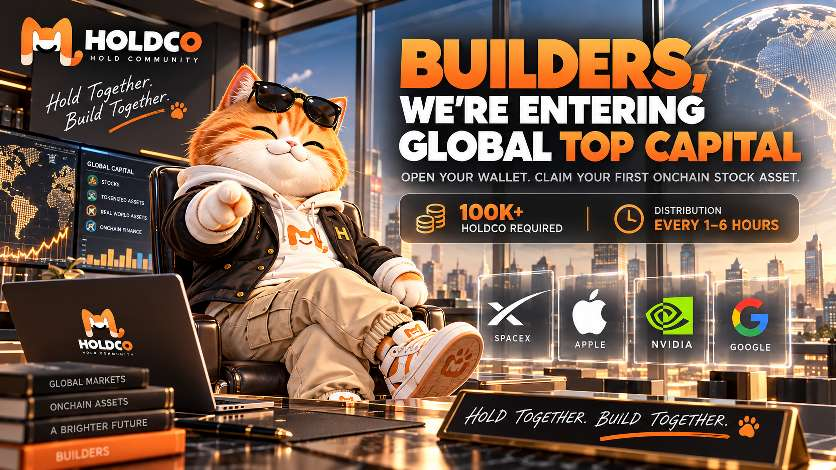 HOLD_COMMUNITY9's tweet photo. Builders, we’re entering global top capital.

Open your wallet.

Claim your first onchain stock asset.

SpaceX · Apple · NVIDIA · Google · Tesla

100K+ $HOLDCO required

Distribution every 1–6 hours

Hold Together. Build Together. 🐾

Hold Community. https://t.co/KaUFSj35ZO