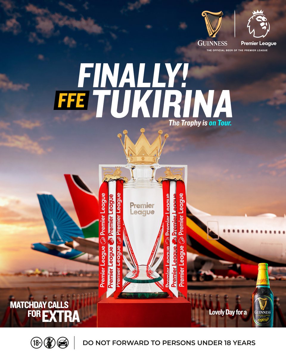 AkabooziFm's tweet photo. 🏆🇺🇬 FINALLY! FFE TUKIRINA!

Ekikopo kya Premier League kituuse mu Uganda! 🔥⚽

Abakunzi b’omupiira, mwetegeke ku Guinness Premier League Trophy Tour n’emikolo egigenda okugoberera olugendo lw’ekikopo kino.

🇺🇬 Uganda, tuli nayo!

#Guinness #PremierLeague #TrophyTour https://t.co/h8toN4ap2e
