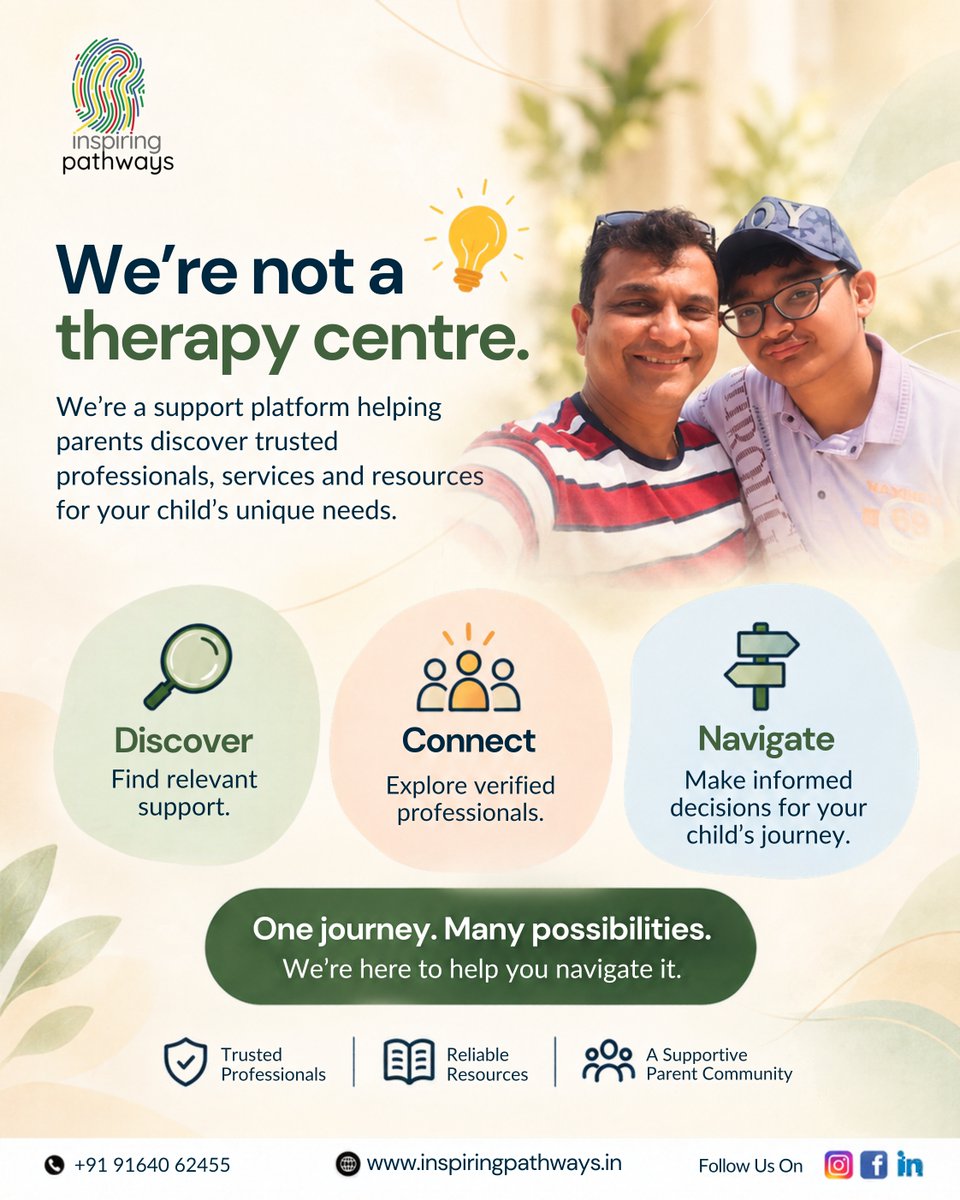 InspiringPath1's tweet photo. Every child’s journey is unique. Find the right support with Inspiring Pathways.

Discover. Connect. Navigate.

Trusted professionals, resources and support to help you make informed decisions.

🌐 https://t.co/kr2Cy92RZG
📞 +91 91640 62455
#InspiringPathways #ParentSupport https://t.co/HmfhDGHsUr