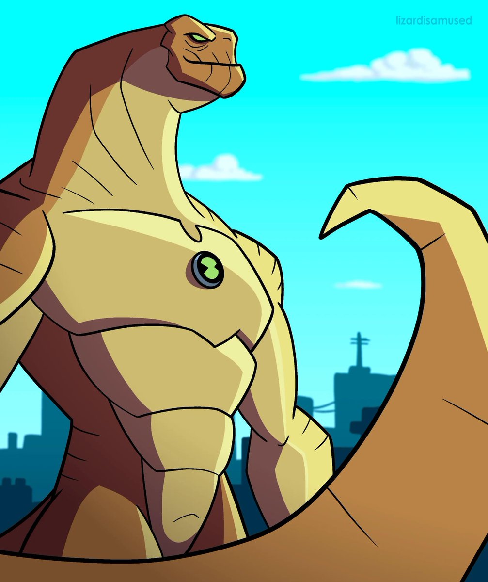 amusedlizard's tweet photo. 🦖 HUMUNGOUSAUR 🦖 

Had some free time to work on something for myself 

#ben10alienforce #ben10 #humungousaur #dinosaur #illustration #ben10alien https://t.co/V16gscC8BG