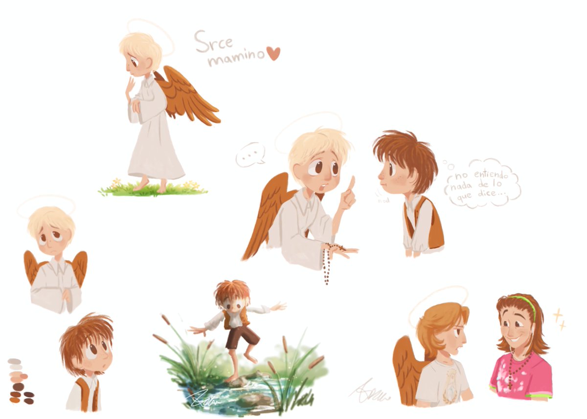 TimekFromAo3's tweet photo. I never planned on posting these doodles. But I really wanted to show my love and support to @toiletocelot 's #lukamos Angelito AU and maar_dala's  fic.
(I made all these doodles before the fic even came out,I hope you still like it tho🥹)

Read it here: https://t.co/2laAB1m1FQ https://t.co/r9HoDW8DSy