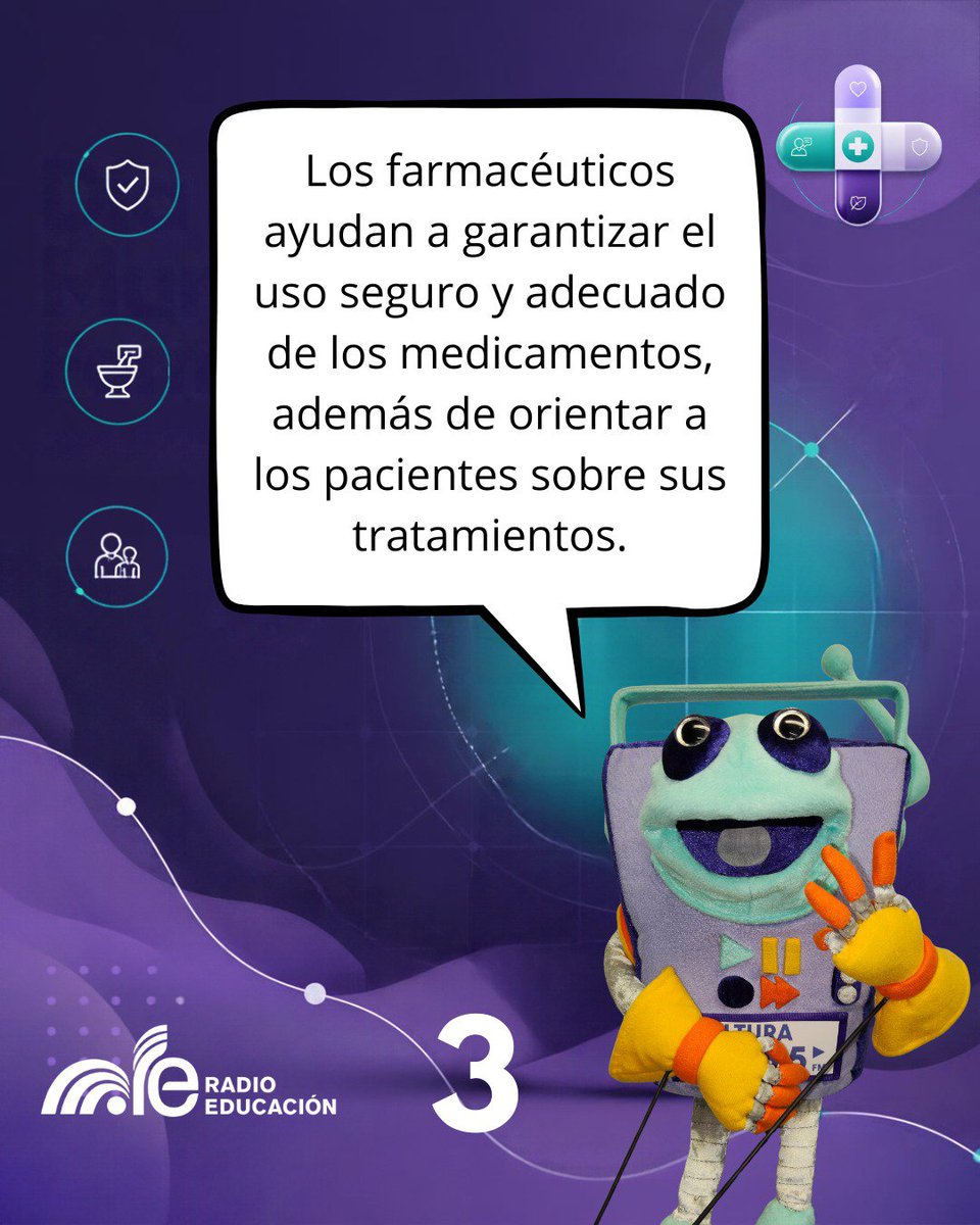 RadioEducacion's tweet photo. Con motivo del Día Mundial del Farmacéutico, aquí te compartimos algunos datos importantes sobre este efeméride 🏥🙌🏽👩🏻‍⚕️ #farmaceutico #medicamentos #cuidado #informacion #makaua https://t.co/2x2TqcZBmJ