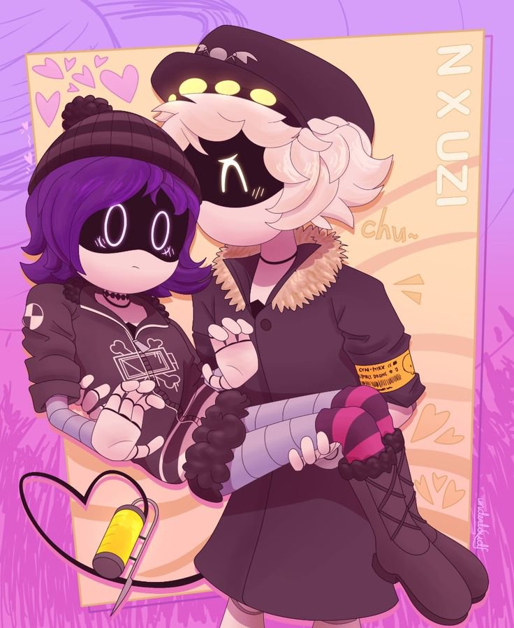 UzinChaos_'s tweet photo. My little angsty robot and my cinnamon roll killer. 💜💣 Just us against the world..... 
Artby @underdogsdf
#MuderDronesFanArt #UziDoorman #Nuzi https://t.co/xQrpUkr4FH