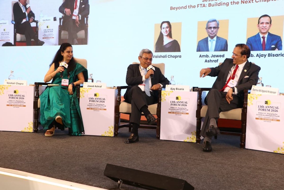 JawedAshraf5's tweet photo. Joined Amb Kristensen @DenmarkinIndia in a session moderated by Amb @Ajaybis on India-Europe relations at the 13th Annual Forum of @PAFIIndia.
The discussion highlighted the rich content & strong momentum in the partnership, including in defence & security, which is not often fully noticed. 
Geopolitics has added more urgency and priority on both sides.