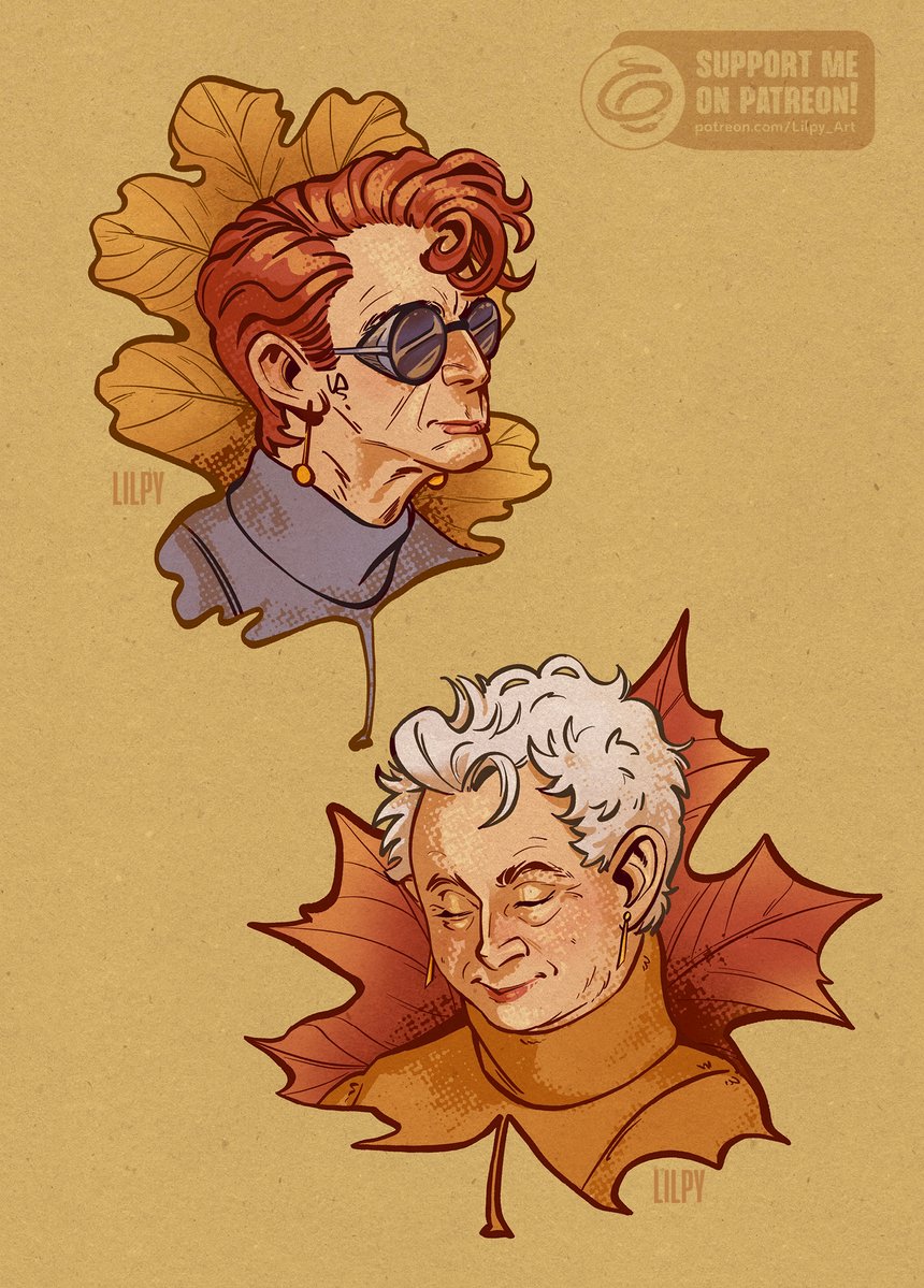Lilpy_Art's tweet photo. 🍂 Leafy Bois 🍁

#GoodOmens #aziracrow
Crowley is September's ρατreοn sticker, grab 'im! https://t.co/OkWVcyc8zV
