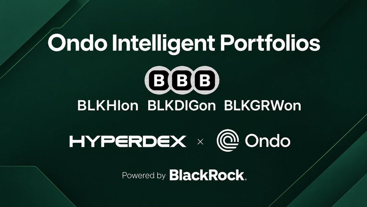 Hyperdex_app's tweet photo. @Ondo Intelligent Portfolios, powered by @BlackRock, are now live on @ethereum & @BNBCHAIN.

Live now on Hyperdex

BLKHIon — Ondo High Income
BLKDIGon — Ondo Diversified Growth
BLKGRWon — Ondo High Growth

Swap into any of them from 30+ chains in 1 click.

For now, routes are enabled from USDC, USDT & stablecoins to ensure optimal liquidity and minimize slippage. More assets and routes will be enabled as liquidity grows.

https://t.co/xmy93WFkIf