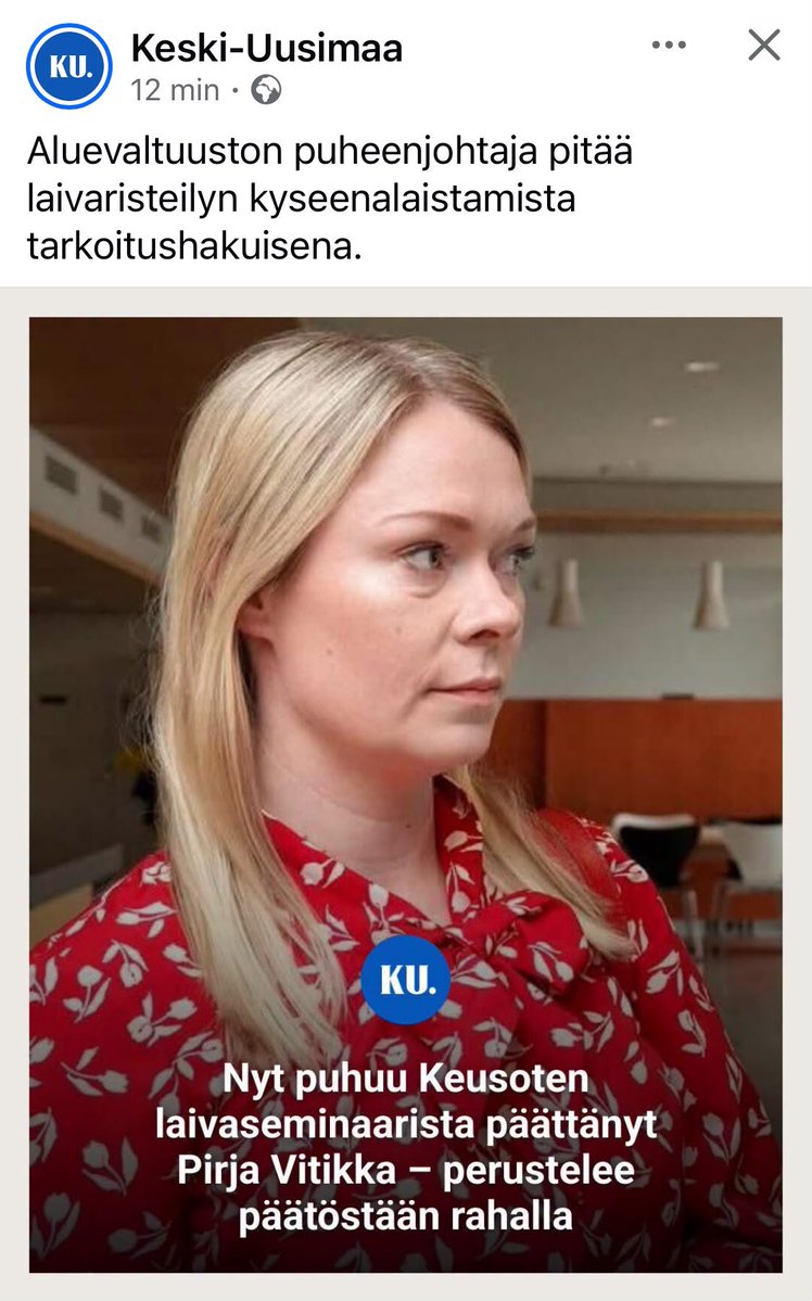 ArtoElina's tweet photo. KEUSOTE. Potkii porukkaa pois. Rahat on loppu. 
Mutta onneksi voitiin kuitenkin järjestää risteily jolla asiat julkaistaan. 
On tämä Suomi uskomattoman korruptoitunut maa. Kun vaan hallinnolle riittää huvia, niin potkitaan duunarit pois: Asian päätti aluevalt pj Pirja Vitikka https://t.co/rRW7CQCHAO