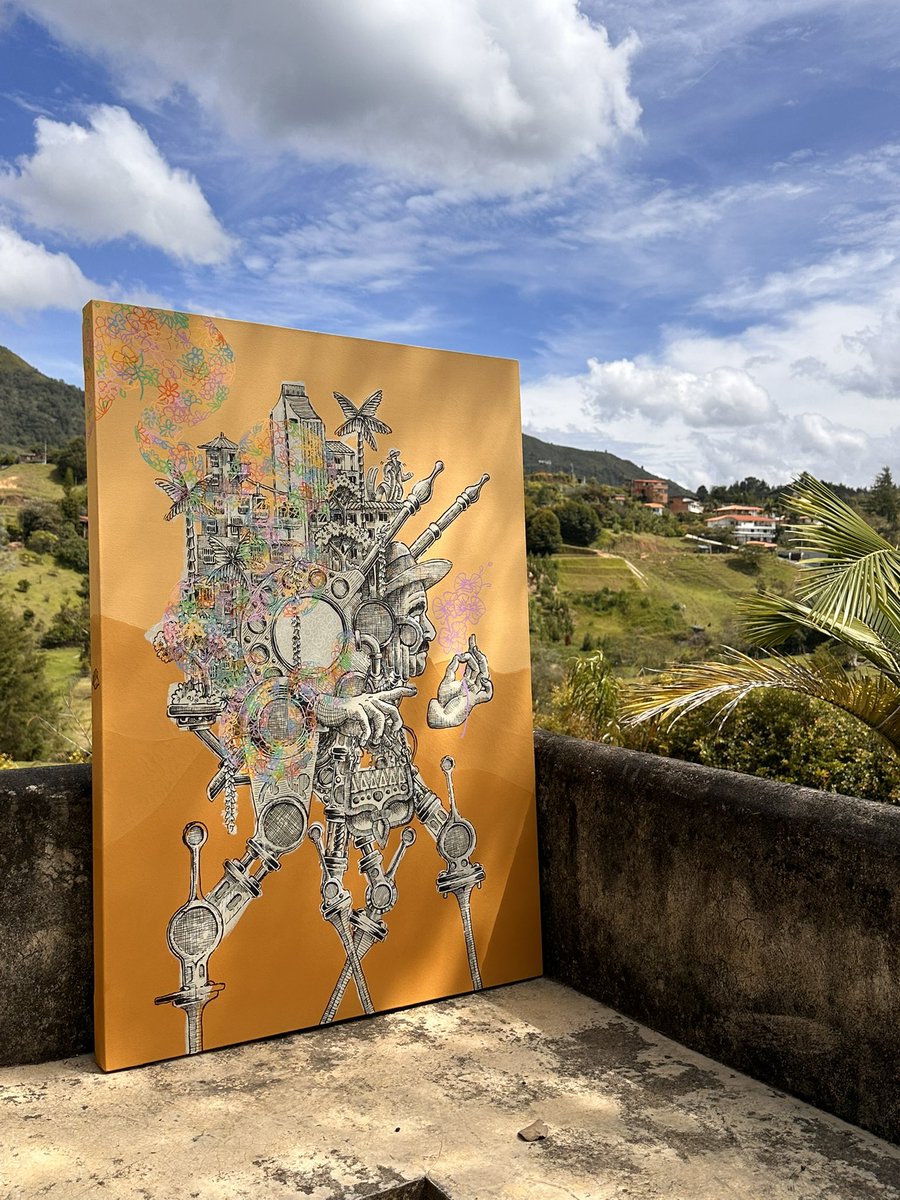 pedrortiz123's tweet photo. GM amigos!
Here you have the final result of the physical artwork that I made in the @OneLoveArtDAO residency.
Without doubt, this is one of my favorite artworks of all time, and it’s because the new experimentation with colors and the meaning behind the art! 
Concept story ⬇️ https://t.co/F87pSBeUDC