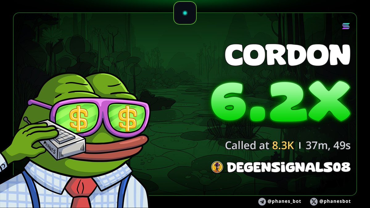 DEGENSIGNALS08's tweet photo. Cool 6.2x up on my call $CORDON
Private TG group members eating massively.
Dm for entry

CA>>

GSGErUNRVESS4CGBQ2A56rVBEVPms9BEGLMgTwv7pump

#solana #memecoin #memecoin1000x https://t.co/ChQyEc6WOF