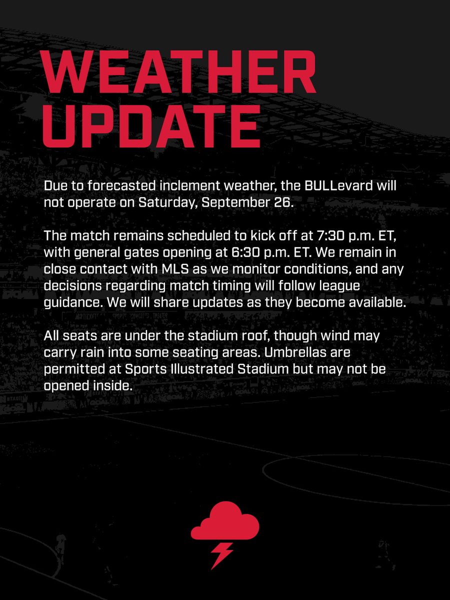 NewYorkRedBulls's tweet photo. 🚨 Important update for tomorrow's match. https://t.co/FYrUYDiTnL
