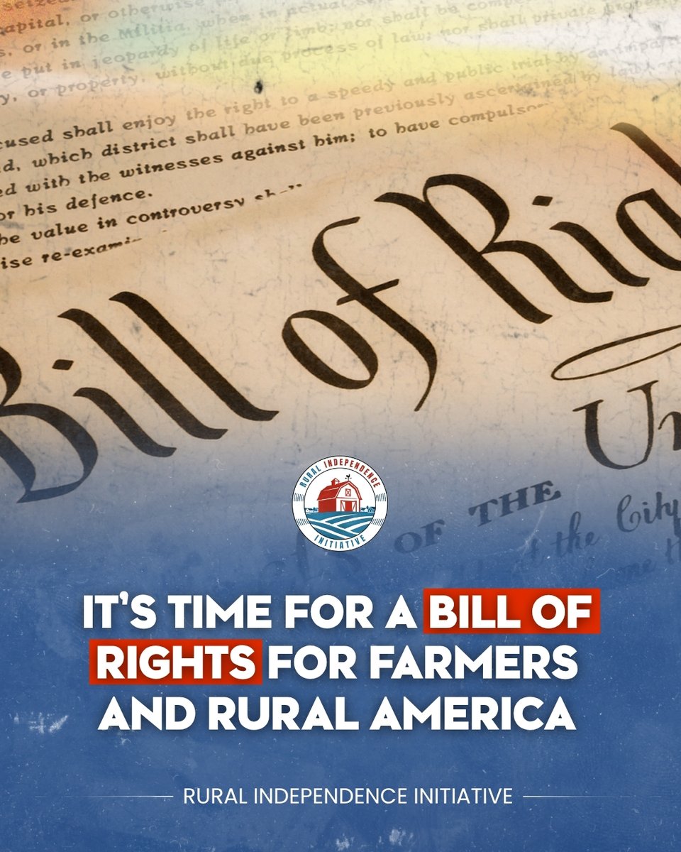 FarmActionFund's tweet photo. Something has gone profoundly wrong in rural America.

For more than four decades, the federal government — under both political parties — has allowed a handful of corporations to seize control of the nation's food system, its farms, and its rural communities.

The consequences have devastated rural America and the farmers who grow our food.

They have driven the cost of groceries skyward for every American who eats.

Four companies now control 85 percent of the beef Americans eat. Five grocery retailers control half of all grocery sales nationwide — buying power that has squeezed independent grocers out of business and left countless small towns without a locally owned place to buy fresh food.

In rural America, the consequences are there for all to see.

Family farms have disappeared.

Main Streets have emptied.

Schools have consolidated.

Rural hospitals have been shuttered.

Young people have left with little reason to return.

And the communities that grow our food and raise our livestock have been forced to bear the staggering environmental and public health costs of industrial agriculture — polluted water, degraded land, and the illnesses that come with them.

Every American who shops for groceries pays more — not because farmers are prospering, but because the corporations standing between the farmer and the consumer have captured an ever-larger share of every food dollar.

This did not happen by accident.

It happened because the rules were written for corporations instead of people.

It happened because lobbying money flowed freely while the political will to resist it withered.

It happened because Washington looked the other way while consolidation quietly strangled competition, hollowed out rural communities, and rigged the markets that farmers, ranchers, and independent businesses depend upon to survive.

The men and women who grow America's food are among the hardest-working people in this nation.

They deserve fair prices, honest markets, and the freedom to farm without corporations dictating their contracts, controlling their inputs, and setting the terms.

No one who works hard and plays by the rules should struggle to afford the basics.

Rural communities deserve hospitals, schools, grocery stores, and local businesses that allow families to build prosperous lives and give young people a reason to stay.

Every American — regardless of where they live — deserves a food system that serves them rather than corporate monopolies.

A Bill of Rights does not ask for special treatment from our government.

It asks for fair treatment for the people who feed America and the places they call home.

It asks for honest competition instead of corporate control.

It asks for markets that reward hard work instead of monopoly power.

And it asks that the people of rural America enjoy the same opportunity, prosperity, and quality of life as their suburban and urban counterparts.

It is neither a Republican nor Democratic document.

It is an American document.

The corporations that have captured our food supply don't write checks to just one party — they buy influence in both. And the people paying the price — farmers, ranchers, rural families, and every American who eats — span every party, every state, and every ZIP code.

We are the Rural Independence Initiative.

A movement to lift our towns, build prosperous rural communities, save our rural schools and hospitals, and restore fair markets for the farmers who grow our food.

Join Us - https://t.co/J1WabIUnOo
Donate - https://t.co/pj1ZqEif2c

Joe Maxwell, President