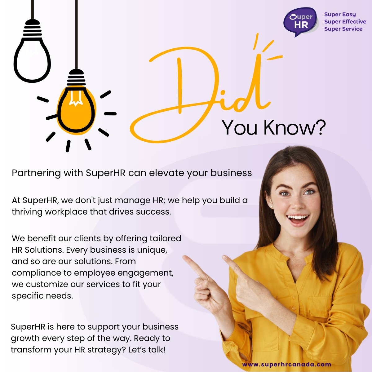 SuperHRCanada's tweet photo. SuperHR is here to support your business growth every step of the way. Ready to transform your HR strategy? Let’s talk!
#SuperHRCanada #SmallbusinessHR #HRsupport #HR #HumanResources #NonProfits #NonProfitsHR #EmployeeRelations #Retention #FairWorkplace #WorkplaceRules https://t.co/EJdytcFEXl