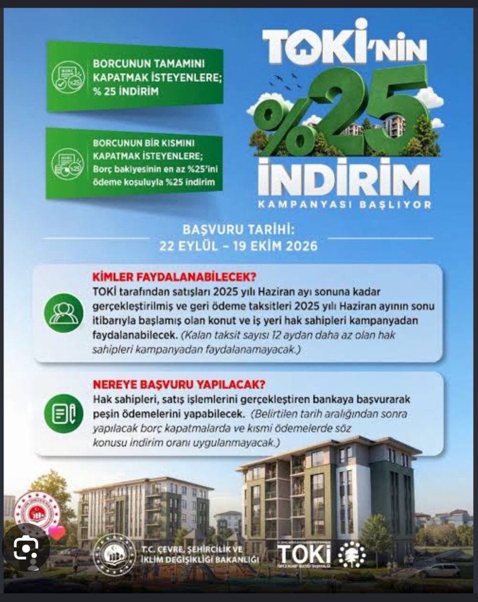 Mahmut57807079's tweet photo. @Toki_Kurumsal Nisan 2025'te sözleşme imzalayıp(ödenen taksit 18 ay) bu haktan yararlanabiliyor muyuz?Bankaya gittik bizler için bir indirim yok dediler hatta genel merkeze mail attılar dönüş bekliyorlar. https://t.co/bxlOy9K0ip