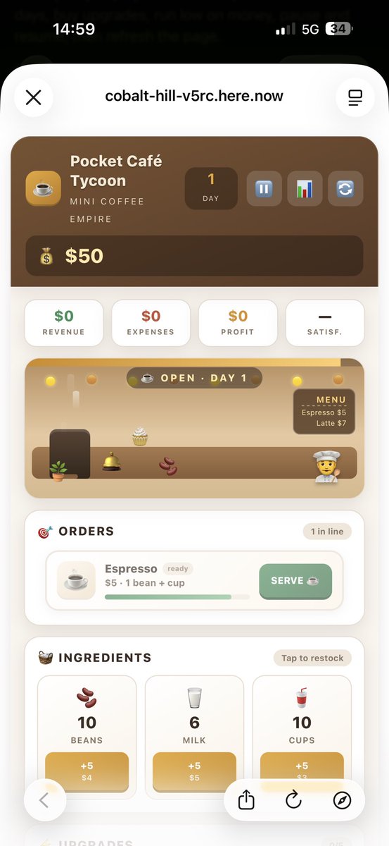 LuigiMarcon28's tweet photo. WANT TO PLAY MY EXPERIMENT? 😃

I gave Hermes Agent the EXACT same prompt with 2 different models:

Build a complete café management game. No questions. Just deliver the finished app.

☕ MiMo V2.6 Flash
⏱ 19 minutes
💰 $0.0347
🧠 3.57M tokens

☕ DeepSeek V4 Flash
⏱ 16 minutes
💰 $0.0699
🧠 2.92M tokens

Both built and deployed playable games, completely autonomously.

MiMo passed my iPhone playthrough. DeepSeek had a mobile interaction bug and is now fixing it.  #LLM #AI @NousResearch 

TRY BOTH 👇

MiMo:
https://t.co/qyRNIWdfDz

DeepSeek:
https://t.co/4G7vXTLVQf

Which experience do you prefer? 👀