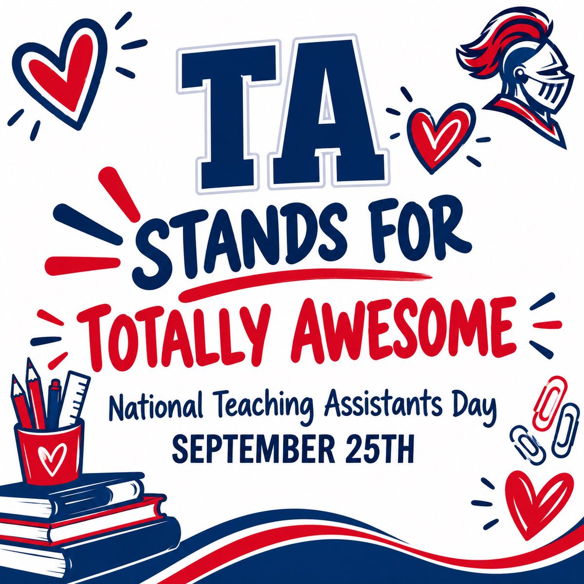 PMariaRoss's tweet photo. Happy National Teaching Assistants Day to our amazing OKES TAs! Thank you for your heart, dedication, and all you do for our Knights each day. You are truly TOTALLY AWESOME! @KnightDISD https://t.co/BvvtNVJN1F