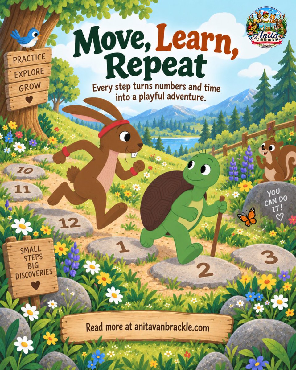 anitavanbrackle's tweet photo. Learning One Step at a Time

Rob and Mr. Turtle make counting feel active and fun as they move through a colorful number trail together.

Discover more at https://t.co/V3lc1uiCmH

#MathForKids #KidsLearning #ChildrensBooks #NumberSkills #AnitaVanbrackle https://t.co/OotEXGRh8V