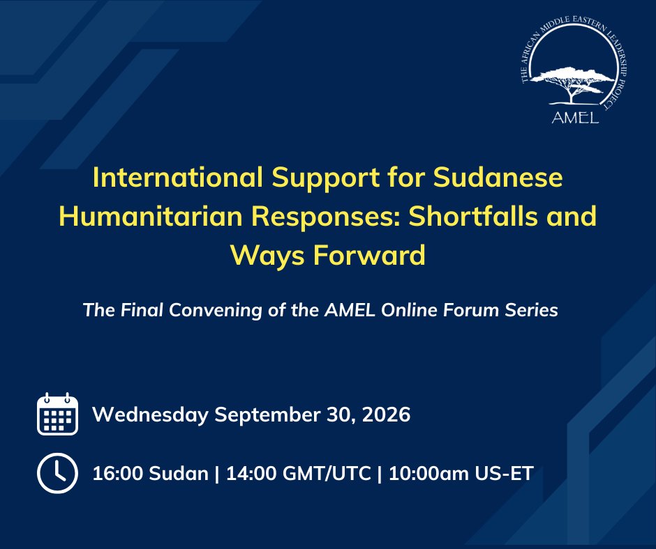 amelproject's tweet photo. Join AMEL for a final online convening of Sudanese and international actors on September 30. The session will explore international support for community-led humanitarian responses in Sudan, including shortfalls and paths forward. Register now: https://t.co/p4hVk6lwnQ https://t.co/KEAWEo9io3