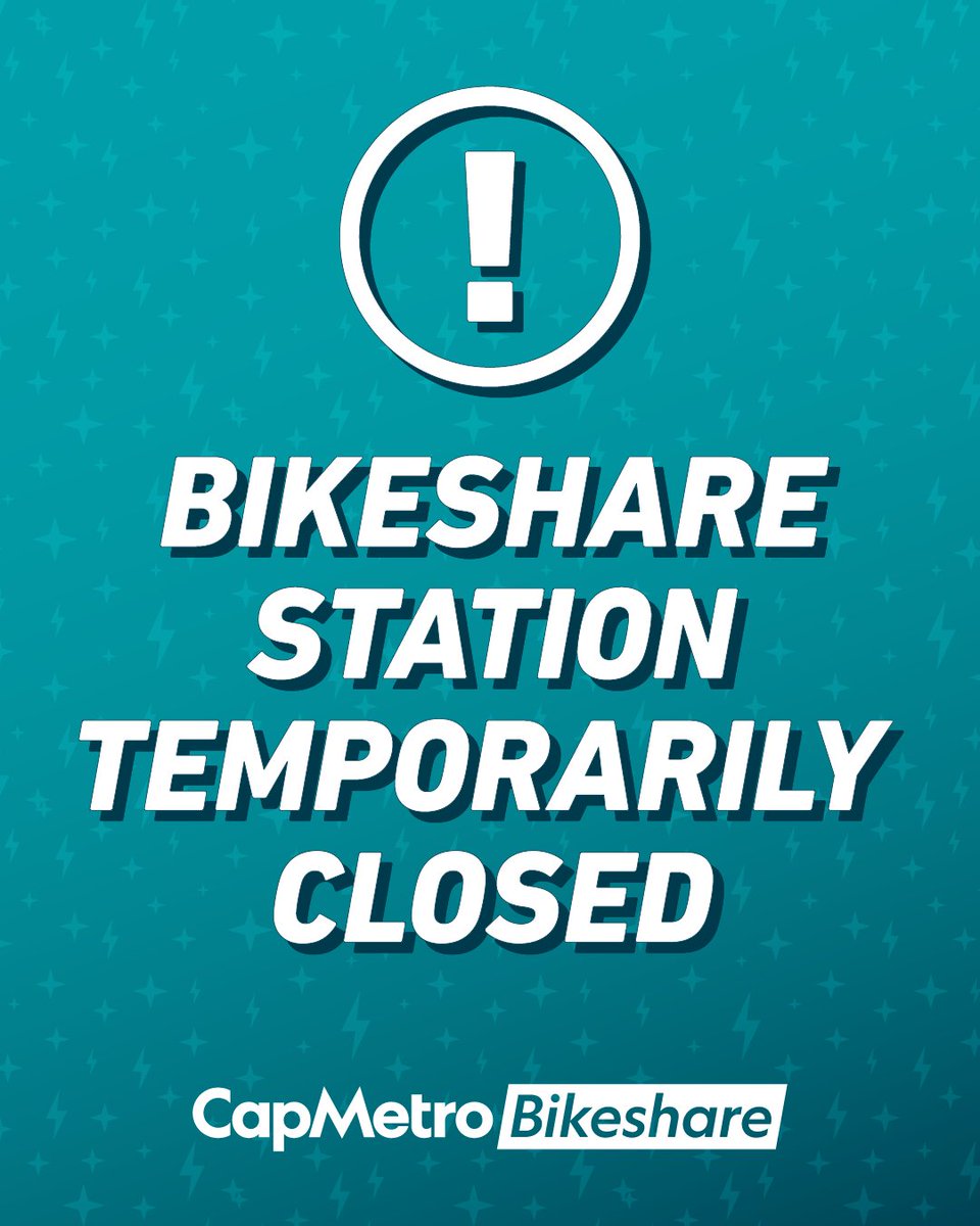 CapMetroATX's tweet photo. 🚧 The Bikeshare Station at 2nd/Congress is temporarily closed for upgrades 🚧

Please use the open station at Cesar Chavez/Congress during this time.

We will notify you when the station is open again and thank you for your patience. https://t.co/kWgS3jbi4n
