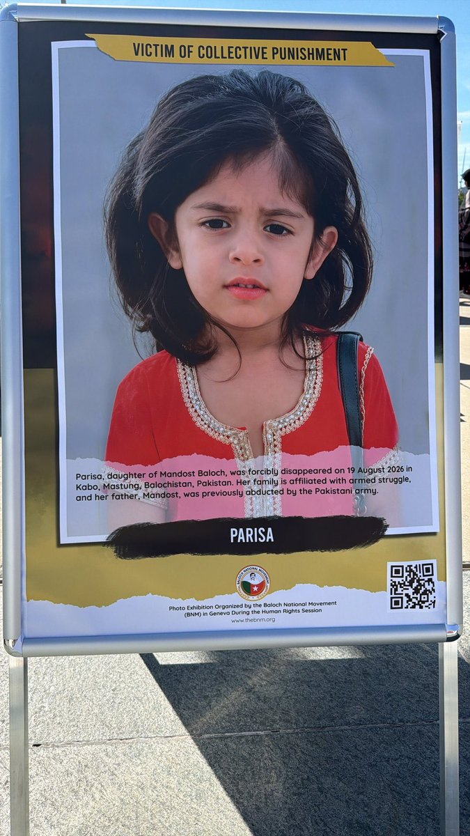 LaBelloc's tweet photo. Images displayed at BNM’s Geneva exhibition show infants victims of Pakistani State collective punishment in #Balochistan.
Some children were killed while others were forcibly disappeared, with their whereabouts unknown.
#BIC12 #BNMGlobalCampaign #BNMatUN2026
@UNICEF https://t.co/E2y96YmthZ