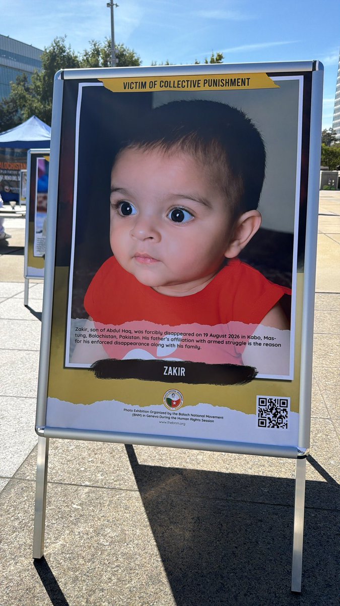 LaBelloc's tweet photo. Images displayed at BNM’s Geneva exhibition show infants victims of Pakistani State collective punishment in #Balochistan.
Some children were killed while others were forcibly disappeared, with their whereabouts unknown.
#BIC12 #BNMGlobalCampaign #BNMatUN2026
@UNICEF https://t.co/E2y96YmthZ
