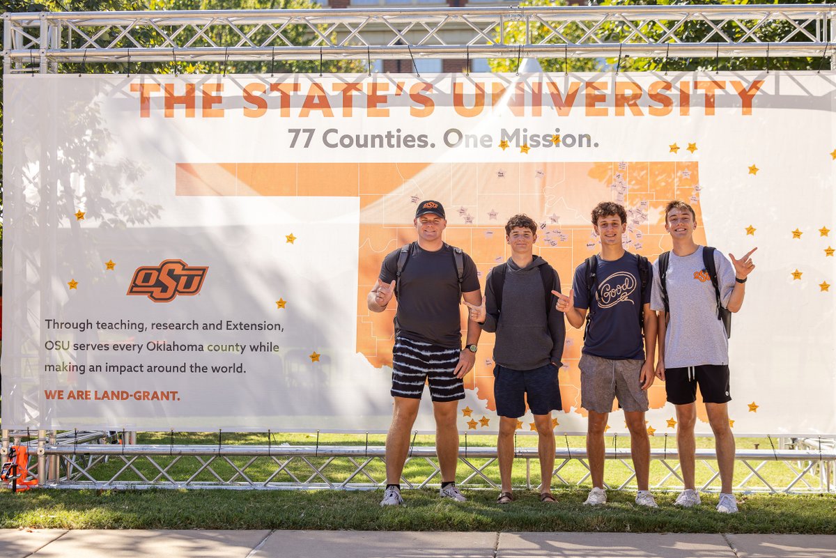 okstate's tweet photo. Serving the state 🤠 🧡 

With land-grant week coming to its end, #okstate students celebrated the university's mission and experienced how OSU is changing the world through teaching, research and extension.

Learn more about the Land-Grant Mission: https://t.co/DoPLgaESyl

#WeAreLandGrant | #TheCodeCalls