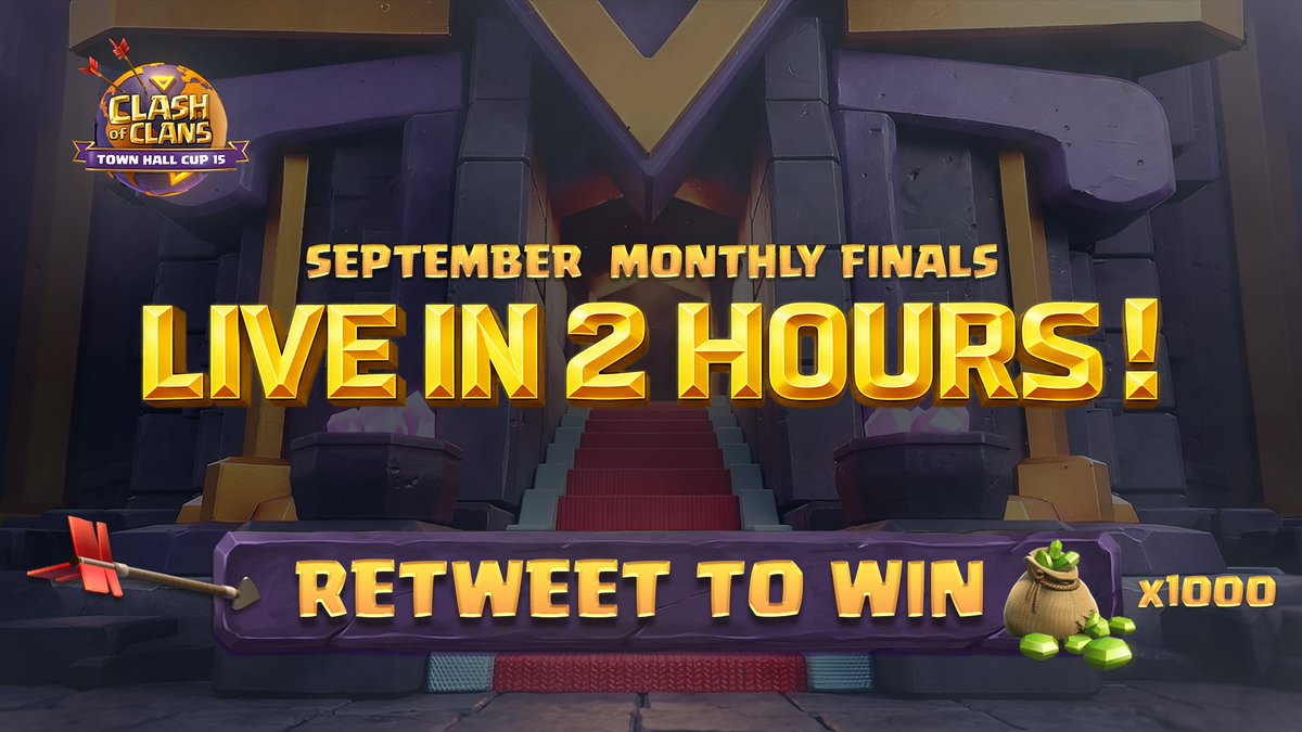 CoCEsports's tweet photo. ⌛️ 2 HOURS until the start of the TH15 September Monthly Finals stream!

📺 https://t.co/XTkeelyps2

🔁  RETWEET this post for a chance to win 1000 gems! 💎 https://t.co/u5e4L8xdrK