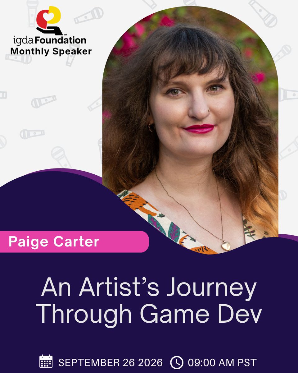 IGDAFoundation's tweet photo. 🚨 Don't forget to join us TOMORROW 🚨

Paige Carter will be sharing her journey into the industry and day to day work as a character artist. The highlights, the lessons, and the friends we made along the way!

🗓️September 26, 2026
⏰9:00 AM PT
🔗https://t.co/9QtNOakyer

#gamedev https://t.co/DCwNfDxSGP