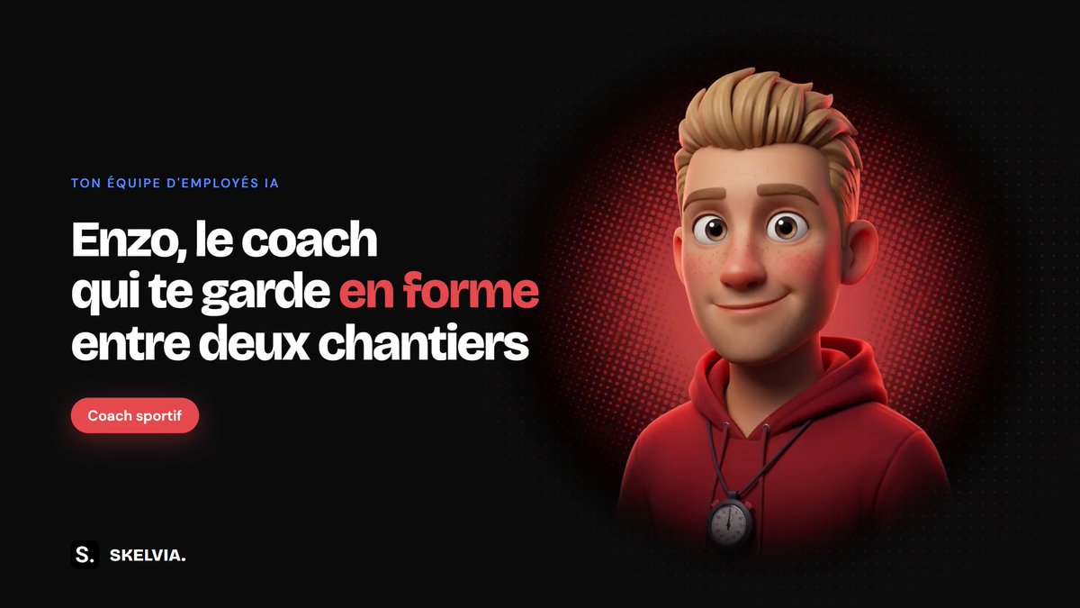 tavetadrien's tweet photo. Enzo, le coach sportif.
Il cale des séances courtes dans ton agenda, entre deux chantiers.
Le programme s'adapte à ta semaine, pas l'inverse.
Il suit ton sommeil et ta récupération grâce à ta montre.
Pour tenir le rythme sans t'épuiser. https://t.co/aFoYCjhN8c