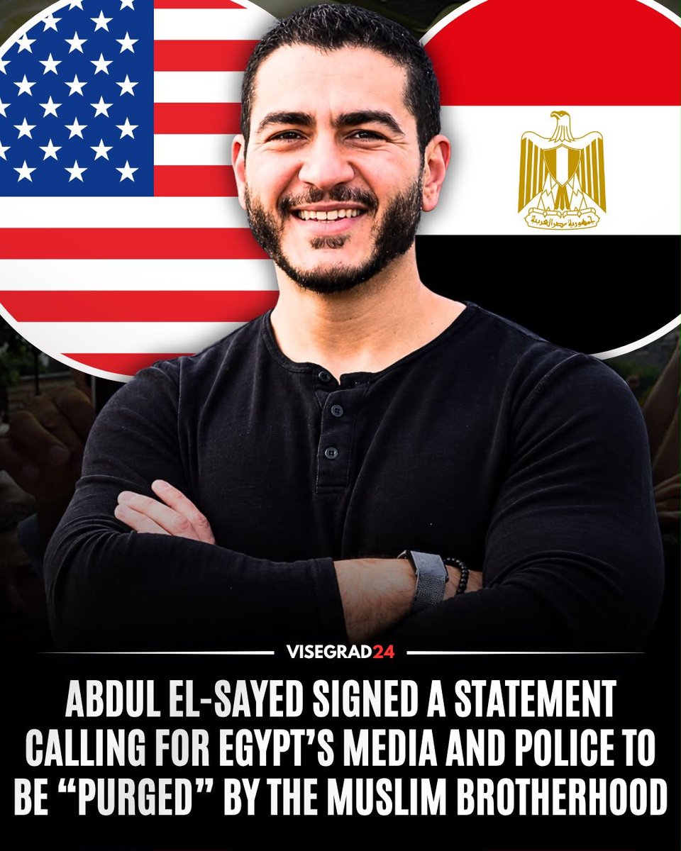 visegrad24's tweet photo. Michigan Democratic Senate candidate Abdul El-Sayed was among 46 Egyptian-Americans who signed a 2012 statement supporting Egypt’s Muslim Brotherhood-backed President Mohamed Morsi and calling on him to “purge the media and the police as quickly as possible.”

Published days after Morsi issued a declaration expanding his powers and shielding presidential decisions from judicial review, the statement also “strongly rejected” appeals for the US and Europe to intervene against Egypt’s government.

“Dr. Abdul Rahman El-Sayed — New York” was listed as the 33rd signatory. El-Sayed was studying at Columbia University at the time.

Press freedom subsequently deteriorated under the Muslim Brotherhood-backed government. By the end of 2012, at least six journalists faced charges including “insulting the president” or “insulting Islam.”