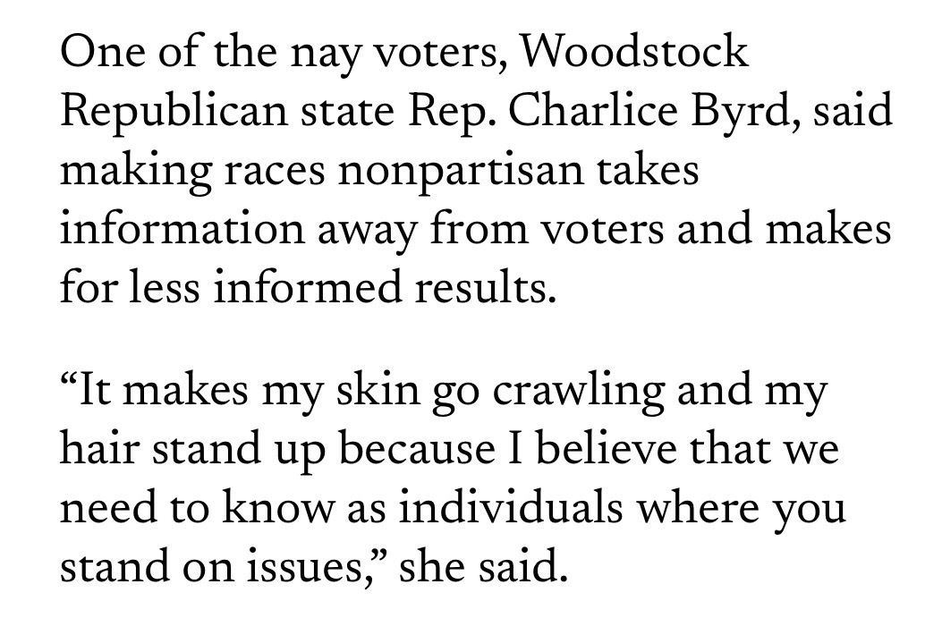 FreedomCaucusGA's tweet photo. 🚨 Voters Deserve More Information, Not Less!

GAFC Chairwoman Rep. Charlice Byrd recently spoke with the Georgia Recorder about a measure making certain elections “nonpartisan.”

Making these elections “nonpartisan” doesn’t make candidates suddenly less ideological, it just takes information away from voters and helps elect radical leftists under a cloak of darkness.

Individual jurisdictions can make this decision; the state should stay out of it.

Georgians deserve MORE transparency at the ballot box, not less.