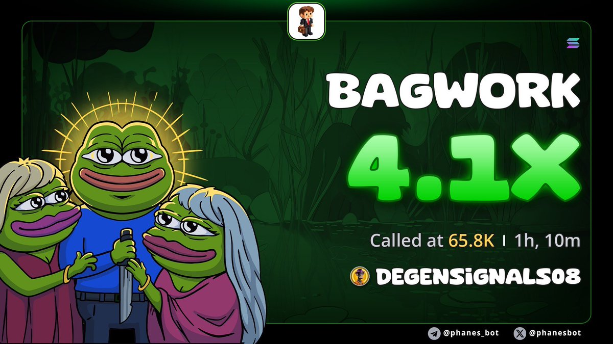 DEGENSIGNALS08's tweet photo. 4.1X up from my call on $BAGWORK 🖨️
CA:

5NhN6zzDkzwXFGPFqtpTopV4ttBeZ6CWy1oRL9Rkpump https://t.co/W83xXb3mOM