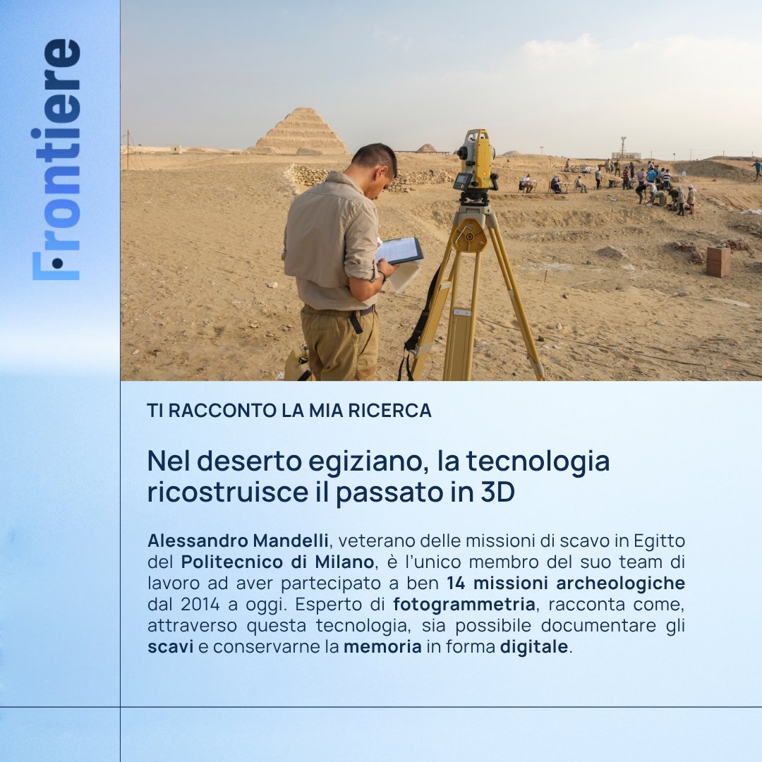 polimi's tweet photo. Alessandro Mandelli, a veteran of @polimi’s archaeological missions in Egypt, explains how surveying, photography and digital modelling help preserve what excavation transforms.

Read the full article on Frontiere: https://t.co/nAT8XxMpxo

#PolimiResearch https://t.co/1EmUJPEydd