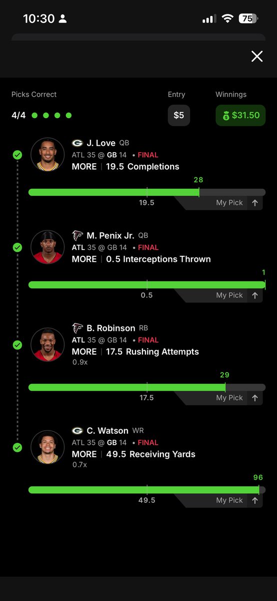 Prchuncho1's tweet photo. Our new model was on fire last night! Winning every single player prop across the entire board. Only loss was the Packers moneyline, safe to say that result was unexpected. Still adding people to the discord DM for invite. https://t.co/F4BTfbf9jI