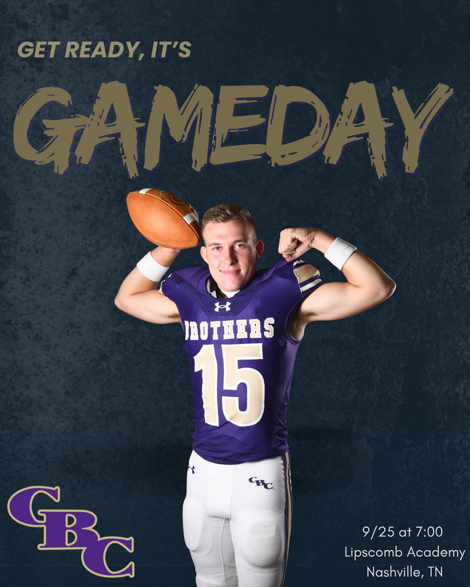 CBCFootball's tweet photo. GAME DAY‼️💜
🆚 Lipscomb Academy @7 
📍Lipscomb Academy Nashville TN
🎟️ https://t.co/jRb9hmnJZF
📺- https://t.co/zgsADhcXZi
#BrothersForLife #BeABrick #MenForTomorrow https://t.co/AVuMVUL4tY